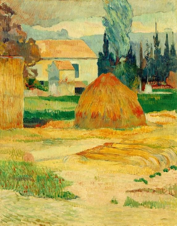 Paul Gauguin, Mas d’Arles (Bauernhaus,Kunst,Landschaft,Heu,Französische Kunst,Heuschober,Synthetismus,Landwirtschaft)