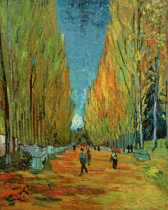 Vincent van Gogh, Les Alyscamps (Allee,Friedhof,Geographie,Herbst,Jahreszeiten,Landschaft,Impressionismus,Sarkophag,Niederländische Kunst,Topographie)