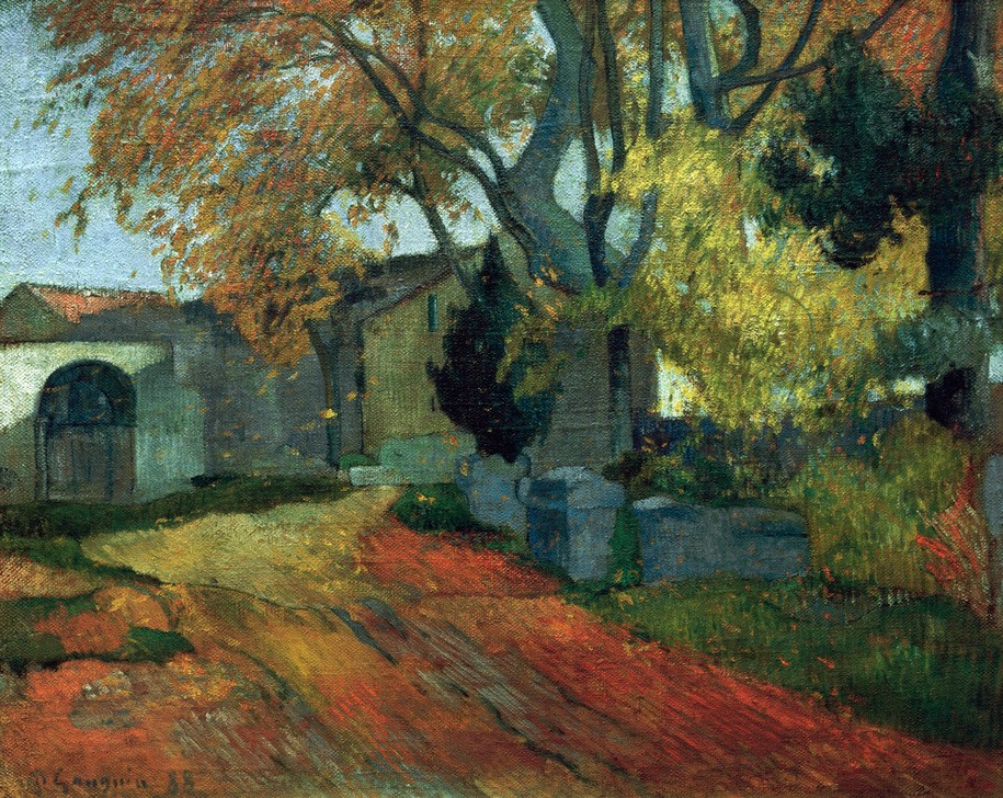 Paul Gauguin, Les Alyscamps (Friedhof,Geographie,Herbst,Jahreszeiten,Sarkophag,Melancholie,Architekturdarstellung,Französische Kunst,Topographie,Synthetismus,Schule Von Pont-Aven)