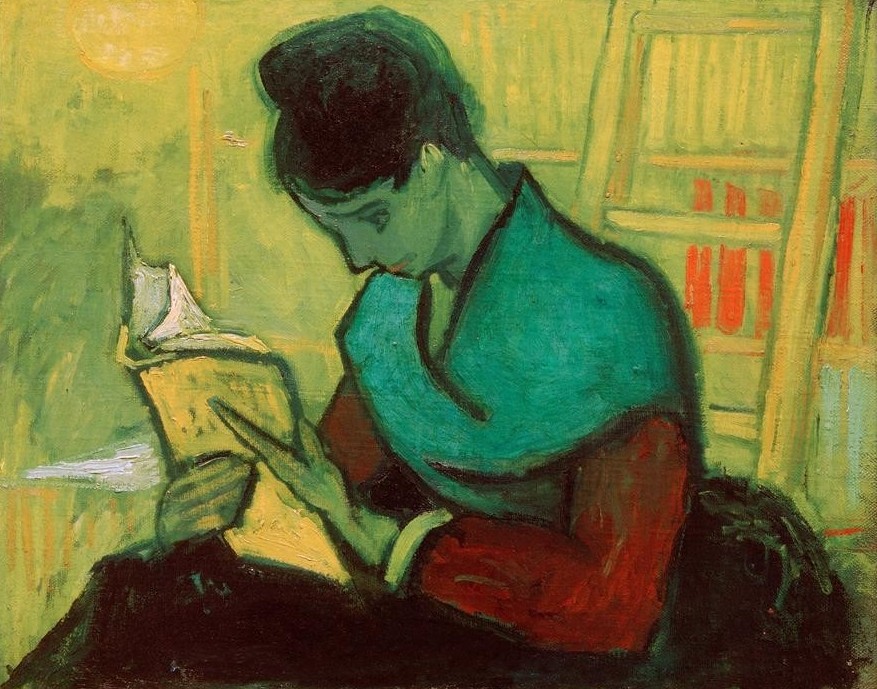 Vincent van Gogh, Une Liseuse de romans (Buch,Frau,Leser,Literatur,Freizeit,Impressionismus,Roman,Niederländische Kunst,Stuhl,Frauenleben,Leserin,Spannung)
