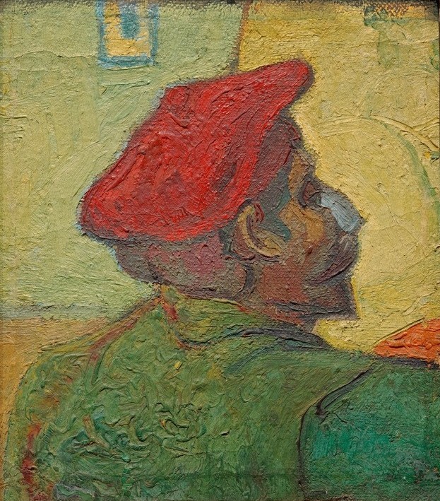 Vincent van Gogh, Paul Gauguin (Mann mit roter Mütze) (Kopfbedeckung,Künstler,Kunst,Maler (Künstler),Impressionismus,Portrait,Rückenfigur,Niederländische Kunst,Holländische Kunst,Rot,Person,Mütze)