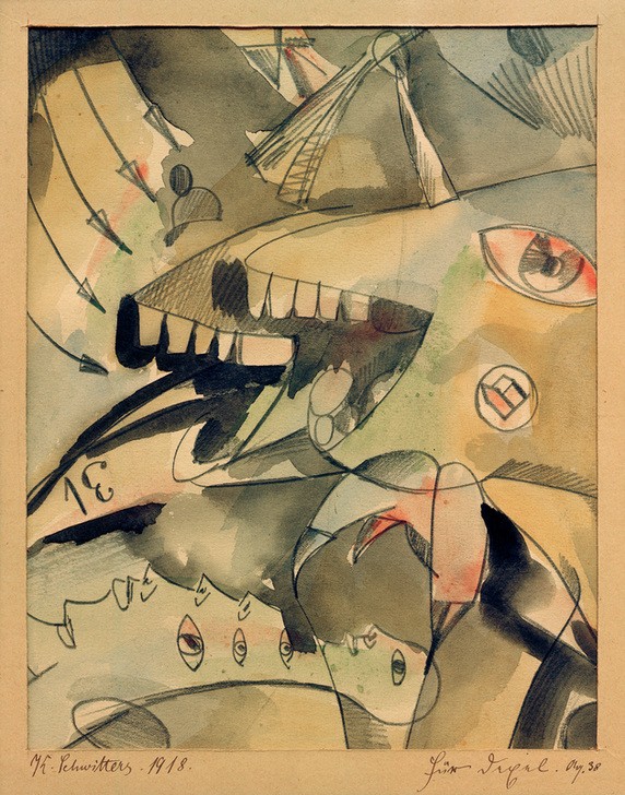 Kurt Schwitters, für Dexel. Aq 38 (Dadaismus,Deutsche Kunst,Mann,Augen,Kopf)