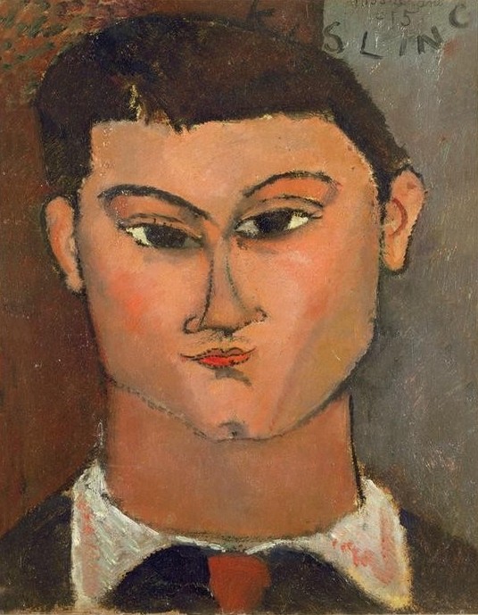 Amedeo Modigliani, Bildnis des Malers Moïse Kisling (Künstler,Kunst,Maler (Künstler),Mann,Portrait,Expressionismus,Italienische Kunst,Person,Junger Mann)