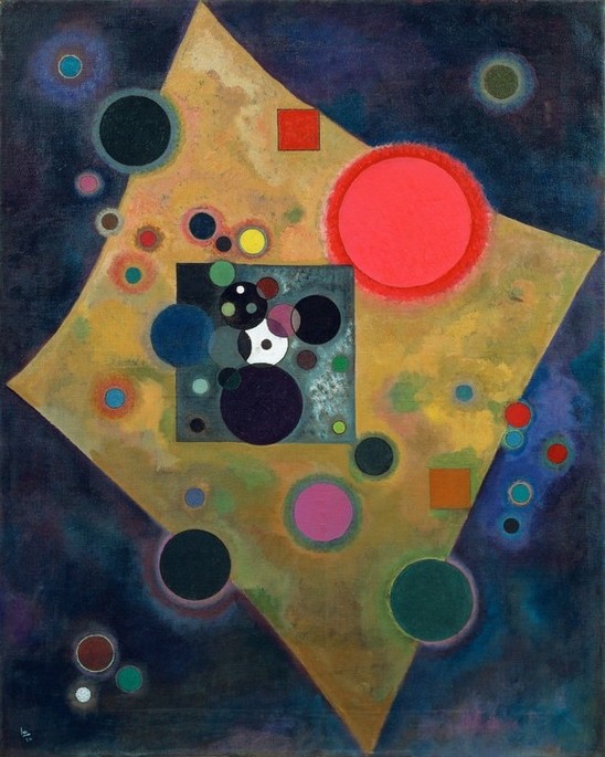 Wassily Kandinsky, Akzent in Rosa (Wunschgröße, Klassische Moderne, Malerei, abstrakte Kunst, geometrische Formen, abstrakte Muster,Scheiben, Kreise, , Farbflächen, Wohnzimmer, Büro, Arztpraxis, bunt)