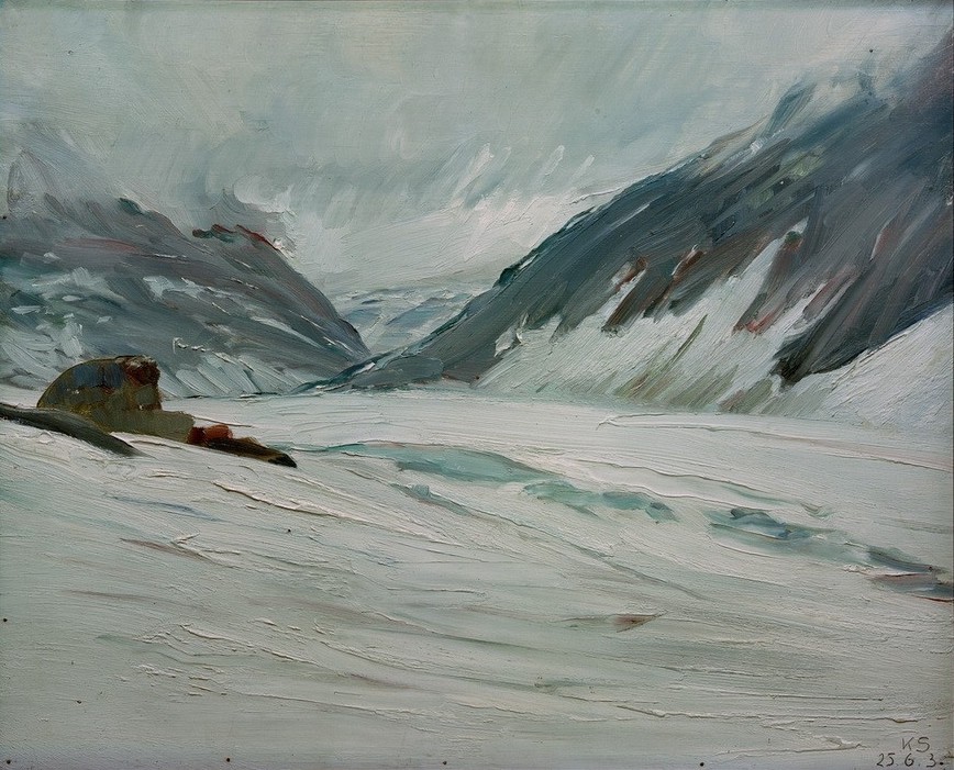 Kurt Schwitters, Djupvand med sne (Deutsche Kunst,Gebirge,Kunst,Landschaft,Schnee)