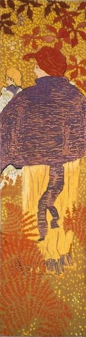 Pierre Bonnard, Frau mit Cape (Damenhut,Damenmode,Frau,Jugendstil,Kunst,Mensch,Mode,Portrait,Rückenfigur,Cape,Nabis,Ganzfigurig)