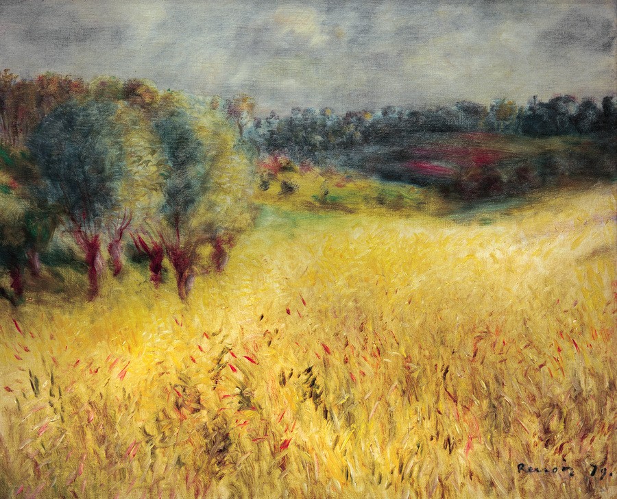 Pierre-Auguste Renoir, Das Kornfeld (Ackerbau,Getreideanbau,Jahreszeiten,Kunst,Landschaft,Sommer,Impressionismus,Getreide,Französische Kunst,Feld,Getreidefeld,Landwirtschaft)