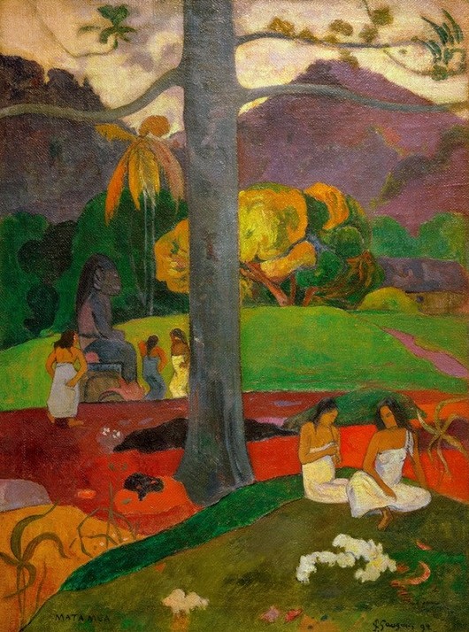 Paul Gauguin, Mata Mua / Es war einmal (Kult,Kunst,Landschaft,Musik,Religion,Völkerkunde,Naturreligion,Naturvölker,Melancholie,Goldenes Zeitalter,Französische Kunst,Götter,Synästhesie,Exotik,Naturverbundenheit,Synthetismus,Gottheit,Idol (Religion),Land Und Leute,Flöte)