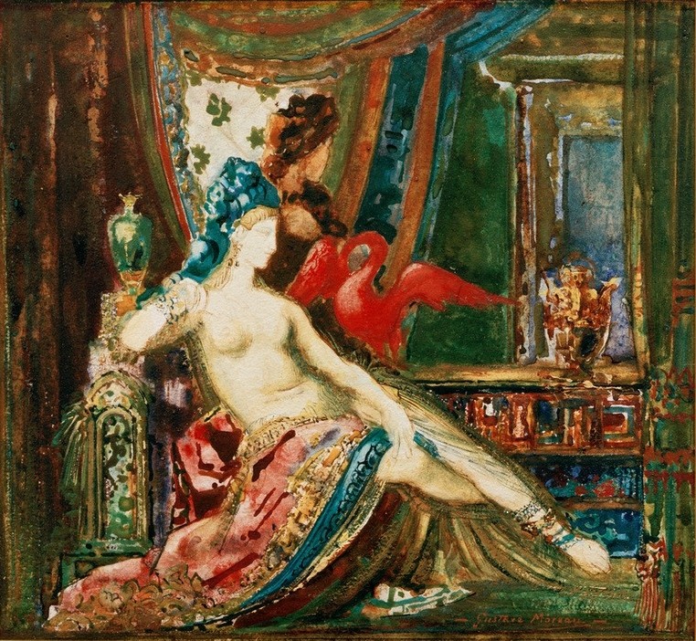 Gustave Moreau, Dalila à l’ibis (Frau,Samson Und Delilah,Vogel,Symbolismus,Altes Testament,Akt,Femme Fatale,Orientalismus,Bibel,Französische Kunst,Frau Und Tier,Ibis)