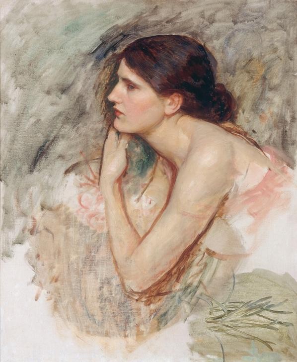 John William Waterhouse, Study for ‘The Sorceress' (Frau,Kunst,Mensch,Schönheit,Portrait,Präraffaeliten,Studie,Englische Kunst,Zauberin)