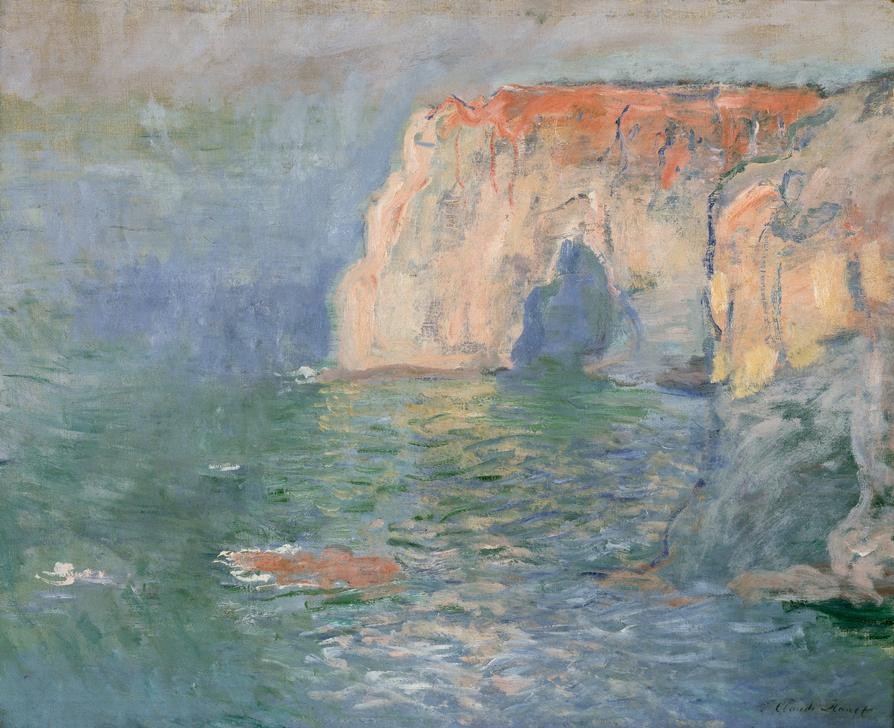 Claude Monet, Etretat: La Manneporte, reflets sur l’eau (Küste,Kunst,Landschaft,Meer,Impressionismus,Felsen,Französische Kunst,Steilküste)