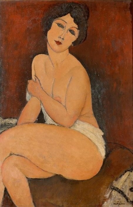 Amedeo Modigliani, Nu assis sur un divan (Frau,Kunst,Akt,Italienische Kunst,Sitzen)