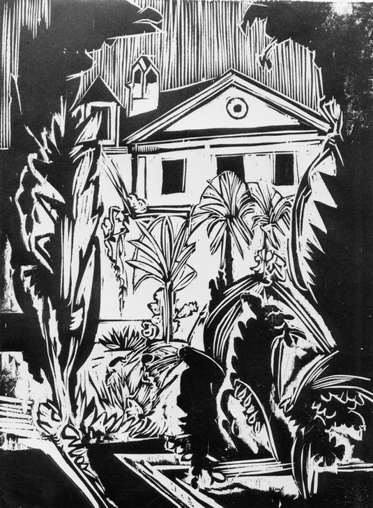 Ernst Ludwig Kirchner, Botanischer Garten (Jena) (Botanischer Garten,Deutsche Kunst,Gartenkunst,Garten Und Park,Kunst,Landschaft,Expressionismus,Die Brücke)