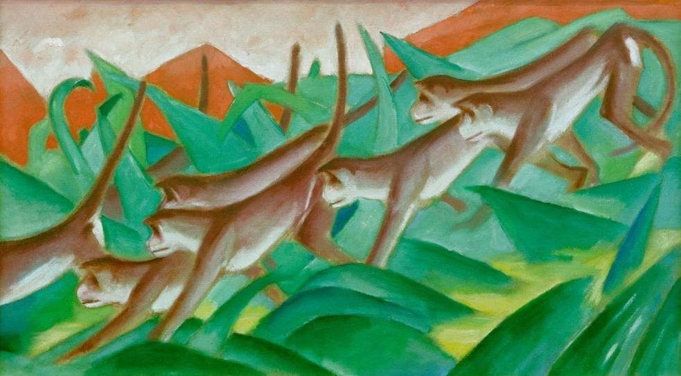 Franz Marc, Affenfries (Affe,Deutsche Kunst,Kunst,Zoologie,Expressionismus,Der Blaue Reiter,Tier,Makake)
