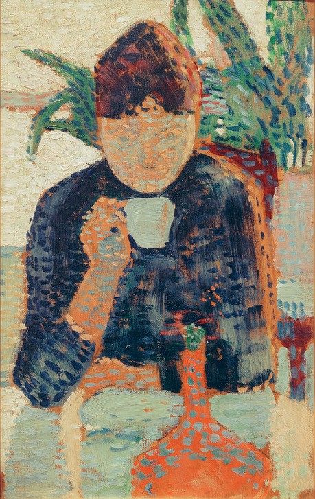 Paul Signac, Trinkende Frau I (Frau,Kaffee,Kunst,Mensch,Tee,Tageszeiten,Morgen,Trinken,Tisch,Frühstück,Pointillismus,Portrait,Mutter Von Berühmten,Mutter,Studie,Französische Kunst,Frauenleben,Sitzen,Trinkgeschirr,Divisionismus,Brustbild,Halbfigur,Tasse,Gelassenheit)