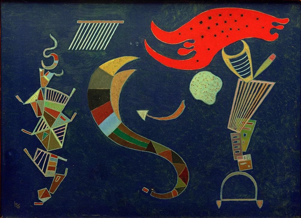 Wassily Kandinsky, La Flêche (Wunschgröße, Klassische Moderne, Malerei, abstrakte Kunst, amorphe Formen, figurativ, Farbflächen, Wohnzimmer, Büro, Arztpraxis, bunt)
