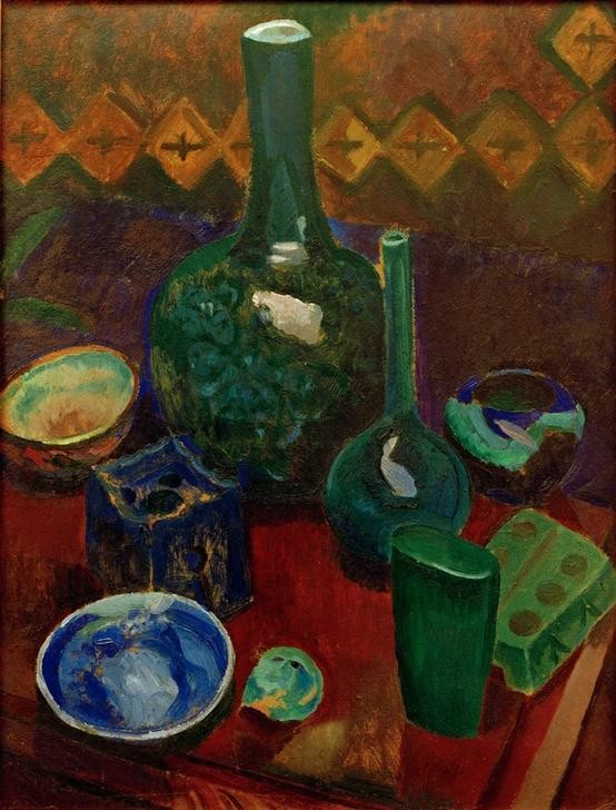 Robert Delaunay, Nature morte bleue (Kunst,Stillleben,Schale (Gefäss),Vase,Flasche,Französische Kunst,Gefäss,Orphismus)
