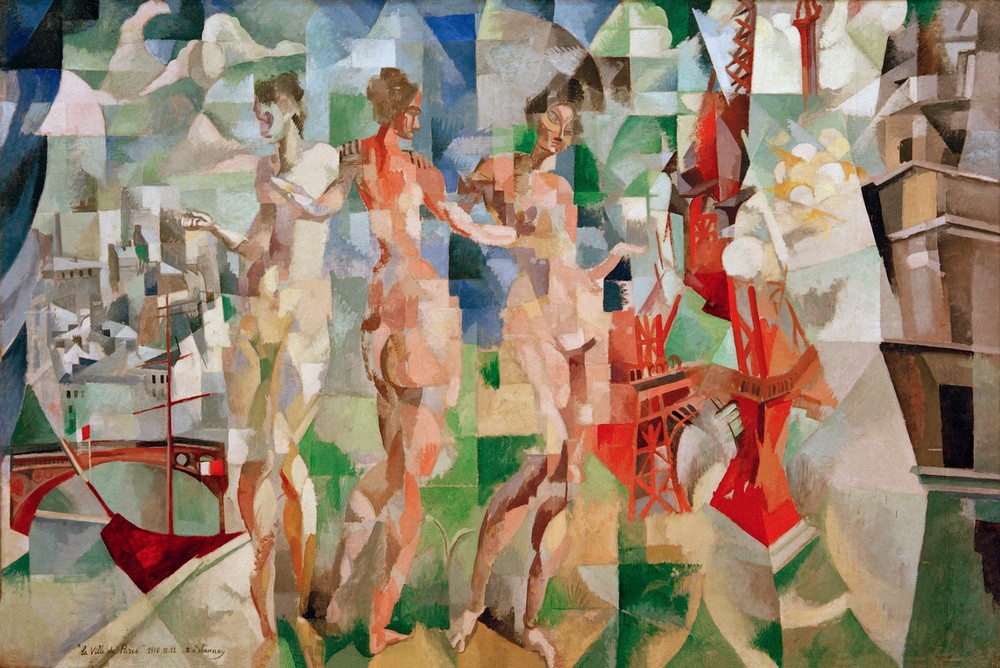 Robert Delaunay, La Ville de Paris (Brücke,Frau,Geographie,Stadt,Kubismus,Akt,Allegorie,Französische Kunst,Topographie)