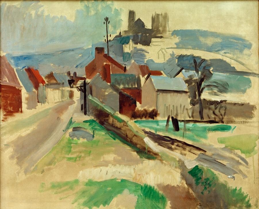 Robert Delaunay, La Route de Laon, Etude (Kunst,Stadt,Strasse (Allgemein),Kubismus,Studie,Architekturdarstellung,Französische Kunst)