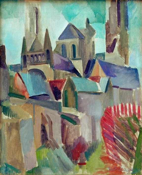 Robert Delaunay, Les Tours de Laon, Etude (Kirche,Kunst,Stadt,Kubismus,Architekturdarstellung,Französische Kunst,Kirchturm,Wahrzeichen,Stadtlandschaft,Kathedrale)