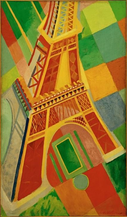 Robert Delaunay, La Tour Eiffel (Architektur,Geographie,Turm,Kubismus,Architekturdarstellung,Französische Kunst,Wahrzeichen,Orphismus,Topographie)