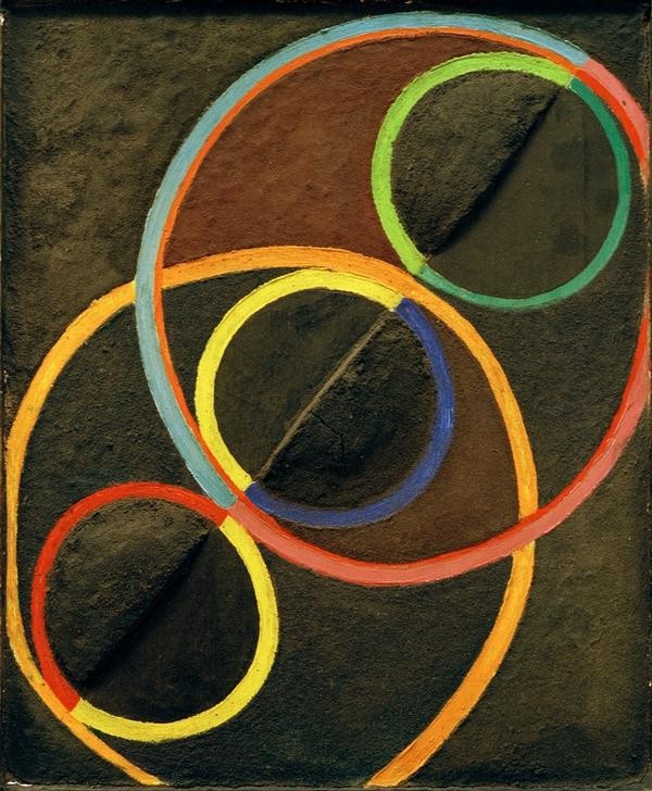 Robert Delaunay, Relief noir avec des cercles de couleur (Geometrie,Abstrakte Kunst,Französische Kunst,Kreis,Orphismus)