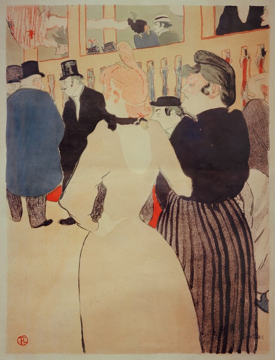 Henri de Toulouse-Lautrec, Au Moulin Rouge: La Goulue et sa soeur (Frau,Geschwister,Gesellschaftliches Leben,Gesellschaft,Nachtleben,Schwester,Französische Kunst,Belle Epoque,Fin De Siecle,Frauenleben,Halbwelt)