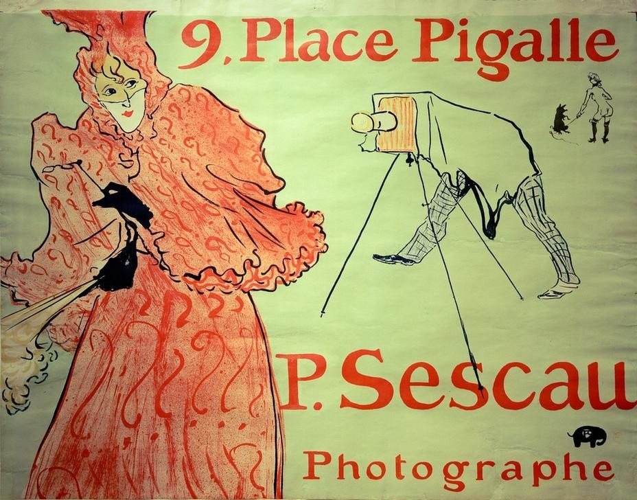 Henri de Toulouse-Lautrec, P.Sescau / Photographe (Fotograf Bei Der Arbeit,Fotograf,Frau,Jugendstil,Kamera,Werbung,Plakat,Französische Kunst,Maske (Gegenstand))