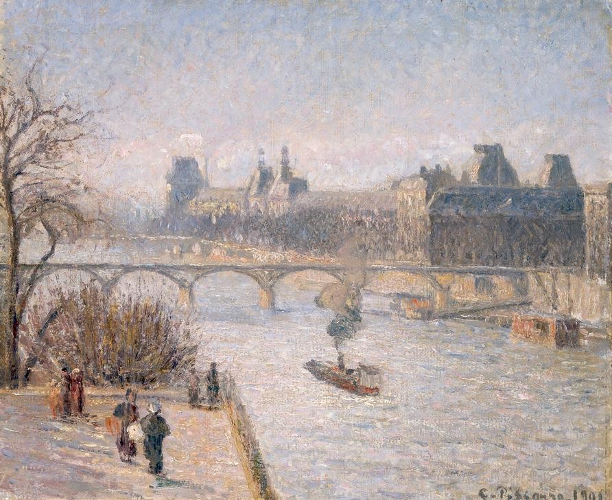 Camille Pissarro, Le Louvre (Geographie,Impressionismus,Fluss,Architekturdarstellung,Französische Kunst,Topographie)