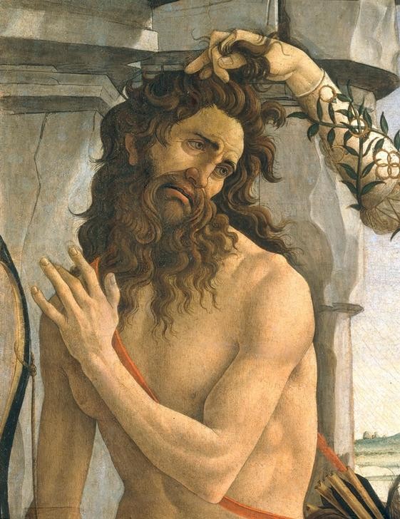 Sandro Botticelli, Minerva bändigt den Kentauren (Kentaur, Fabelwesen, Mischwesen, Bart, Schmerz, Mythologie, Renaissance, Klassiker, Schlafzimmer, Wohnzimmer, Wunschgröße, Detail, bunt)