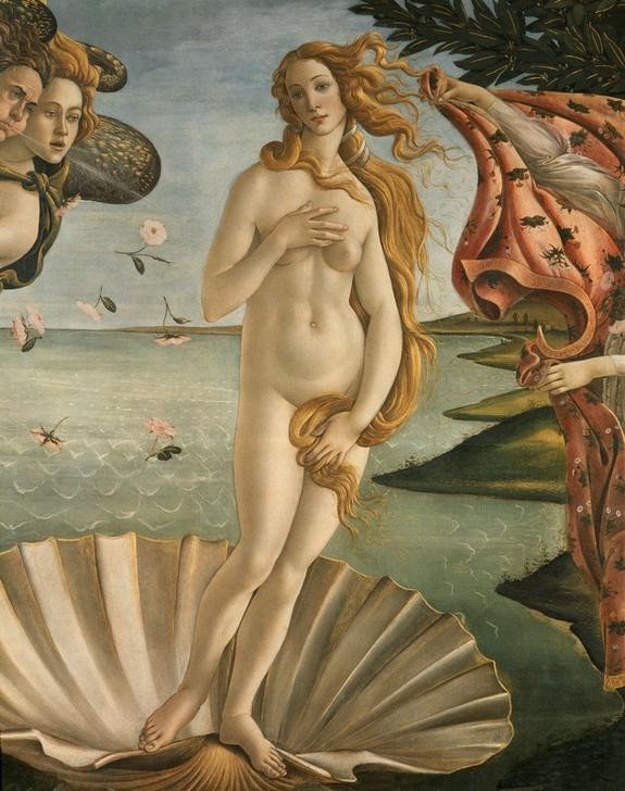 Sandro Botticelli, Die Geburt der Venus (Geburt der Venus, Metamorphose, Göttin, Schönheit, Akt, Simonetta Vespucci, Westwind, Mythologie, Jakobsmuschel, Renaissance, Klassiker, Schlafzimmer, Wohnzimmer, Wunschgröße,  bunt)