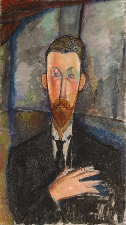 Amedeo Modigliani, Portrait de Paul Alexandre devant un vitrage (Arzt,Fenster,Kunstsammler,Kunst,Mann,Mensch,Portrait,Italienische Kunst)