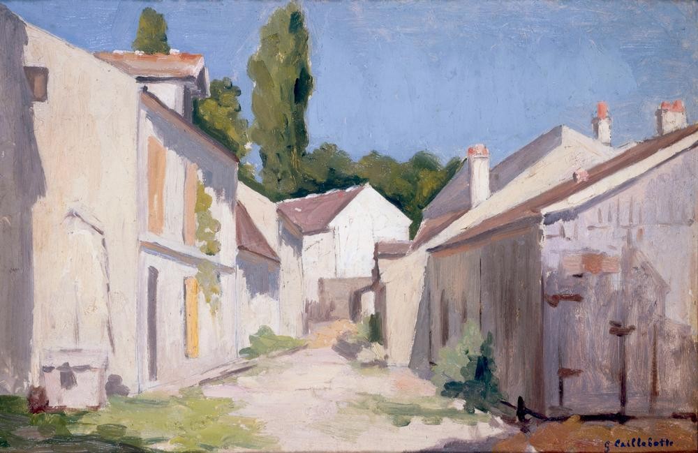 Gustave Caillebotte, Un chemin à Yerres (Dorfstrasse,Haus,Kunst,Strasse (Allgemein),Wohnhaus (Allgemein),Impressionismus,Architekturdarstellung,Französische Kunst)