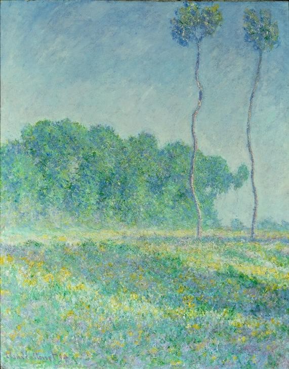 Claude Monet, Paysage de printemps (Jahreszeiten,Kunst,Landschaft,Impressionismus,Frühling,Wiese,Französische Kunst,Pappel)