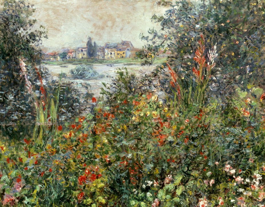 Claude Monet, Fleurs à Vétheuil (Garten Und Park,Kunst,Landschaft,Impressionismus,Französische Kunst,Ziergarten,Ufer,Blume)