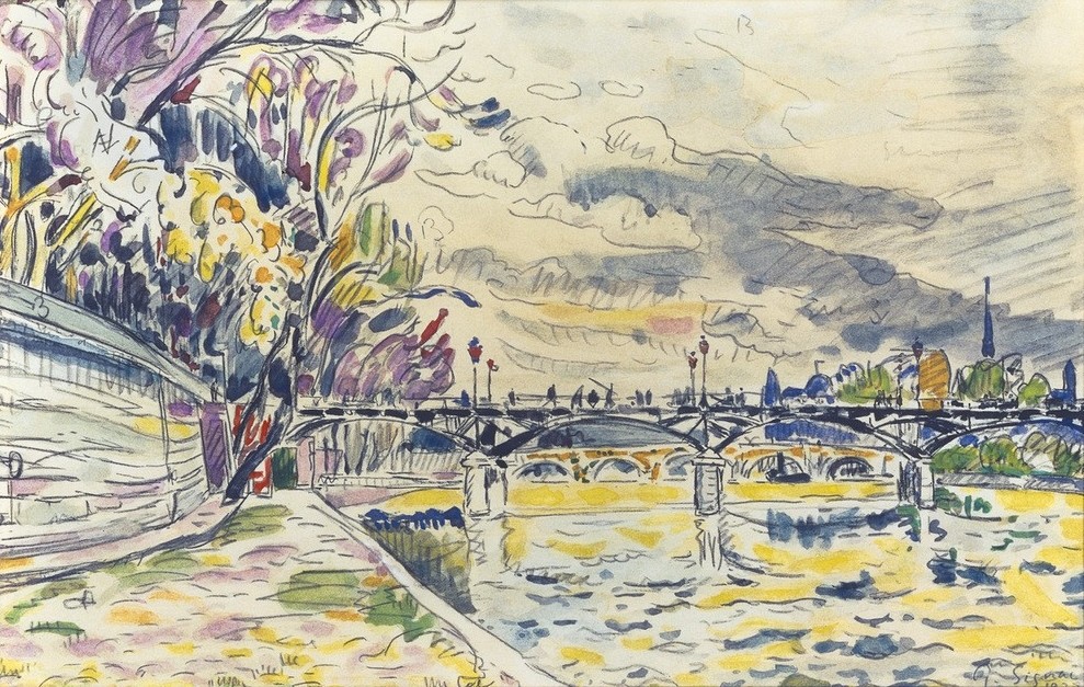 Paul Signac, Le Pont Neuf, Paris (Brücke,Geographie,Kunst,Pointillismus,Französische Kunst,Topographie)