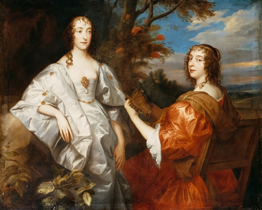 Anthonis van Dyck, Doppelporträt Katherine, Countess of Chesterfield, und Lucy (Portrait, Damen, Adel,  Damenmode, Eleganz, Prunk, Persönlichkeiten, Barock, Klassiker, Wunschgröße, Wohnzimmer)