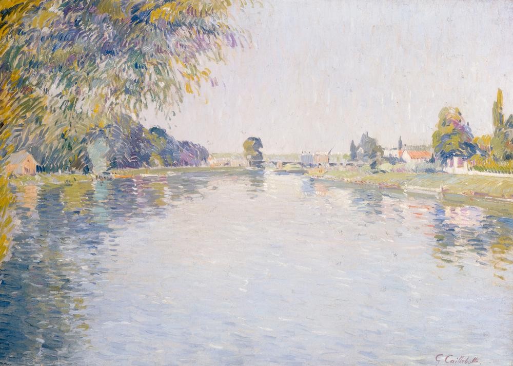 Gustave Caillebotte, Vue de la Seine et de la rive d’Argenteuil, vers le pont de (Kunst,Landschaft,Impressionismus,Fluss,Französische Kunst,Ufer)