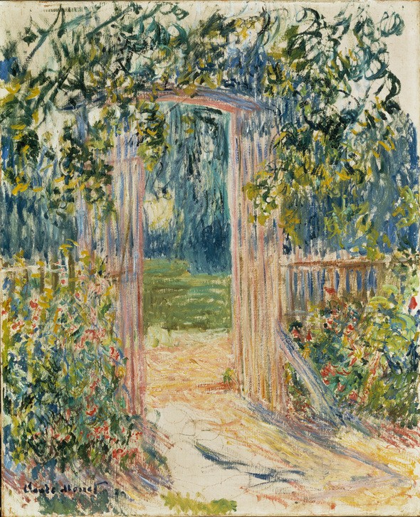 Claude Monet, La porte du jardin, Vétheuil (Garten Und Park,Kunst,Landschaft,Impressionismus,Gartenzaun,Französische Kunst,Gartentor,Garten)