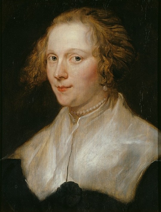 Anthonis van Dyck, Bildnis einer jungen Frau (Junge Frau, Portrait, Brustbild, Perlenkette, Bürgertum, Barock, Klassiker, Wunschgröße, Wohnzimmer)