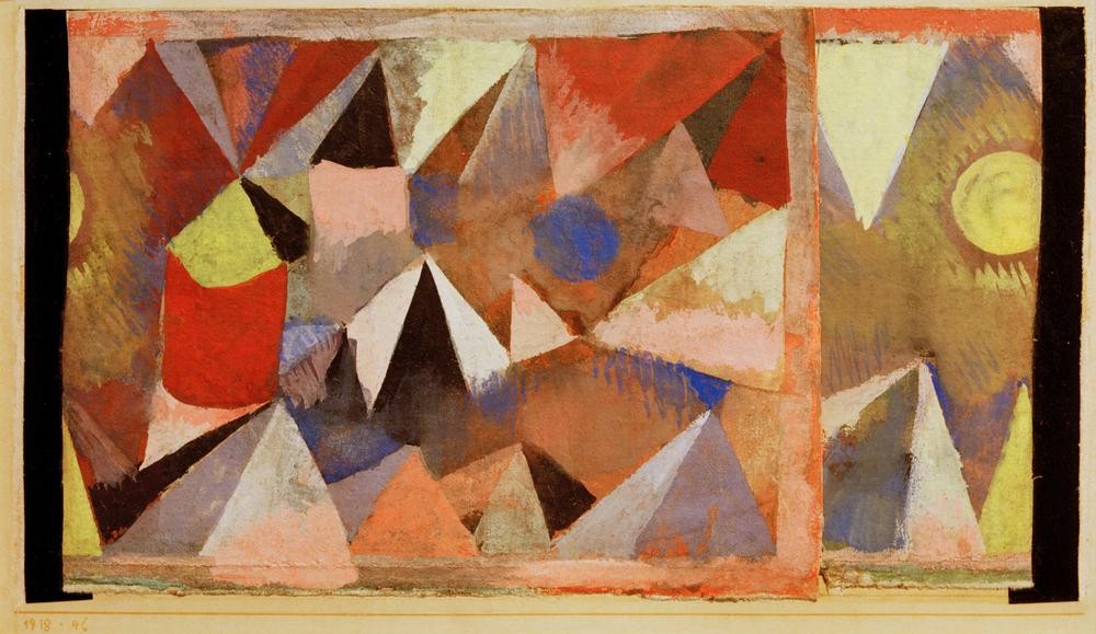 Paul Klee, Berglandschaft (Gebirge,Geometrie,Kunst,Landschaft,Pyramide,Geometrisch,Schweizerische Kunst,Dreieck,Abstraktion)