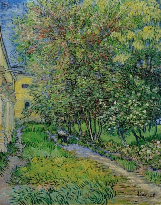 Vincent van Gogh, Garten des Hospitals Saint-Paul (Garten Und Park,Kunst,Landschaft,Impressionismus,Niederländische Kunst,Holländische Kunst,Nervenheilanstalt,Klostergarten,Innenhof,Garten)
