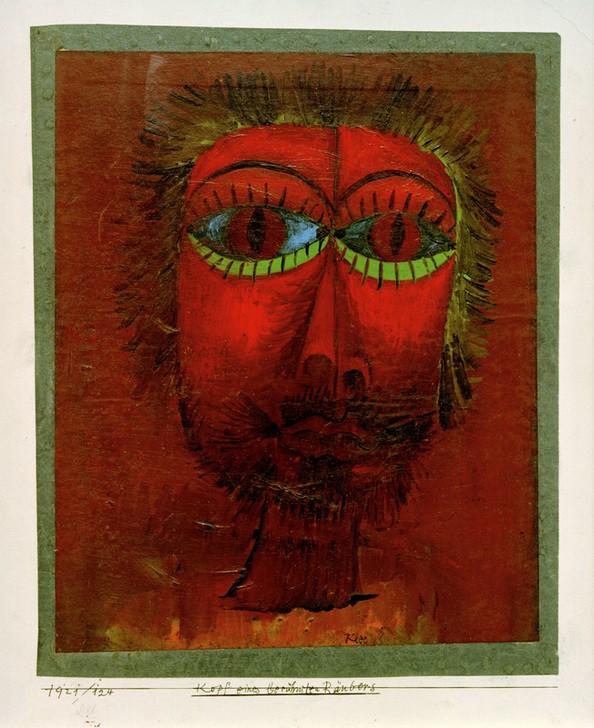 Paul Klee, Kopf eines berühmten Räubers (Bauhaus,Deutsche Kunst,Mann,Räuber,Straftäter,Portrait,Schweizerische Kunst,Kriminalität,Kopf)