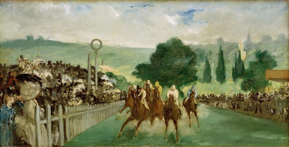 Edouard Manet, Courses à Longchamp (Pferdesport,Sport,Jockey,Französische Kunst,Pferderennen)