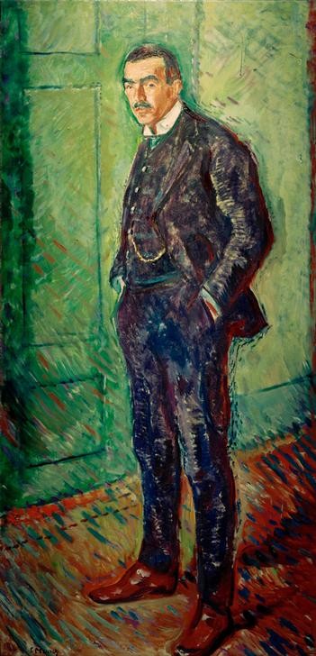 Edvard Munch, Jappe Nilssen (Herrenmode,Dichter,Kunst,Literatur,Mann,Portrait,Anzug,Expressionismus,Norwegische Kunst,Hände In Den Hosentaschen,Ganzfigurig,Person)