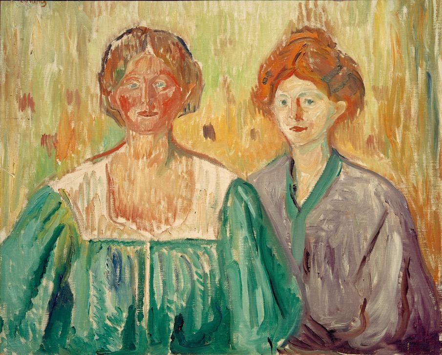 Edvard Munch, Die Geschwister Meisner (Familie,Frau,Geschwister,Kunst,Mensch,Schwester,Norwegische Kunst,Doppelportrait,Halbfigur)