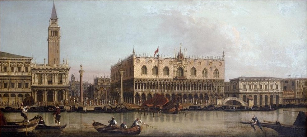 Giovanni Antonio Canaletto, Ansicht des Molo vom Bacino di S.Marco (Städte, Venedig, Vedute, Architektur, Dogenpalast, Campanile, Lagune, Klassiker, Wunschgröße, Wohnzimmer)