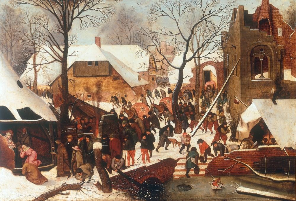 Pieter Brueghel der Jüngere, Anbetung der Könige (Christentum,Dorf,Religion,Winter,Schnee,Renaissance,Neues Testament,Bibel,Anbetung Der Könige,Kopie,Niederländische Kunst,Kindheit Jesu)