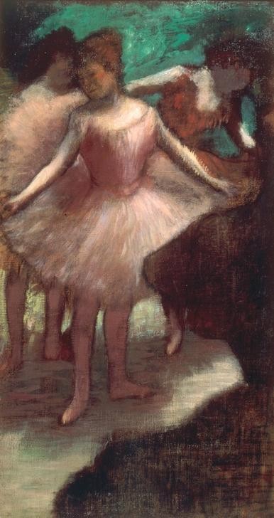 Edgar Degas, Trois danseuses en rose (Ballett,Musik,Tänzerin,Tanz,Theater,Impressionismus,Französische Kunst,Corps De Ballet)