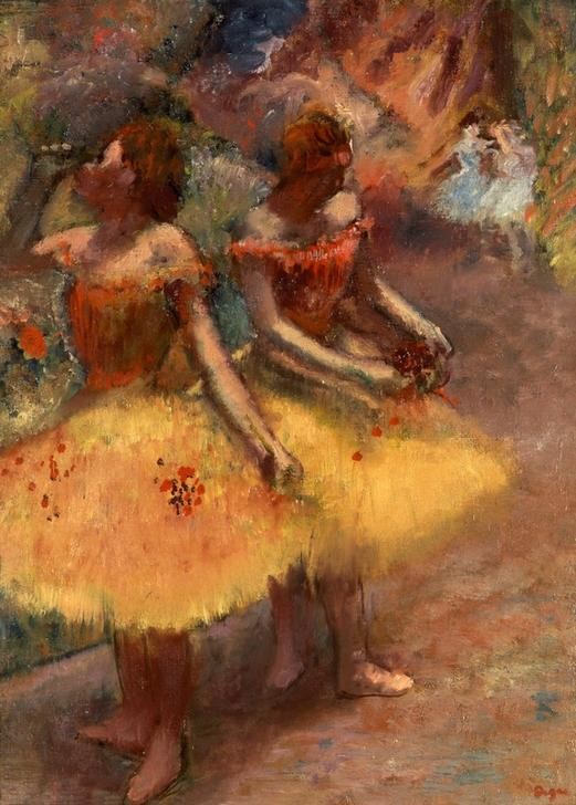 Edgar Degas, Deux danseuses (Ballett,Kunst,Musik,Tänzerin,Tanz,Theater,Impressionismus,Bühne,Französische Kunst,Tutu (Ballett))